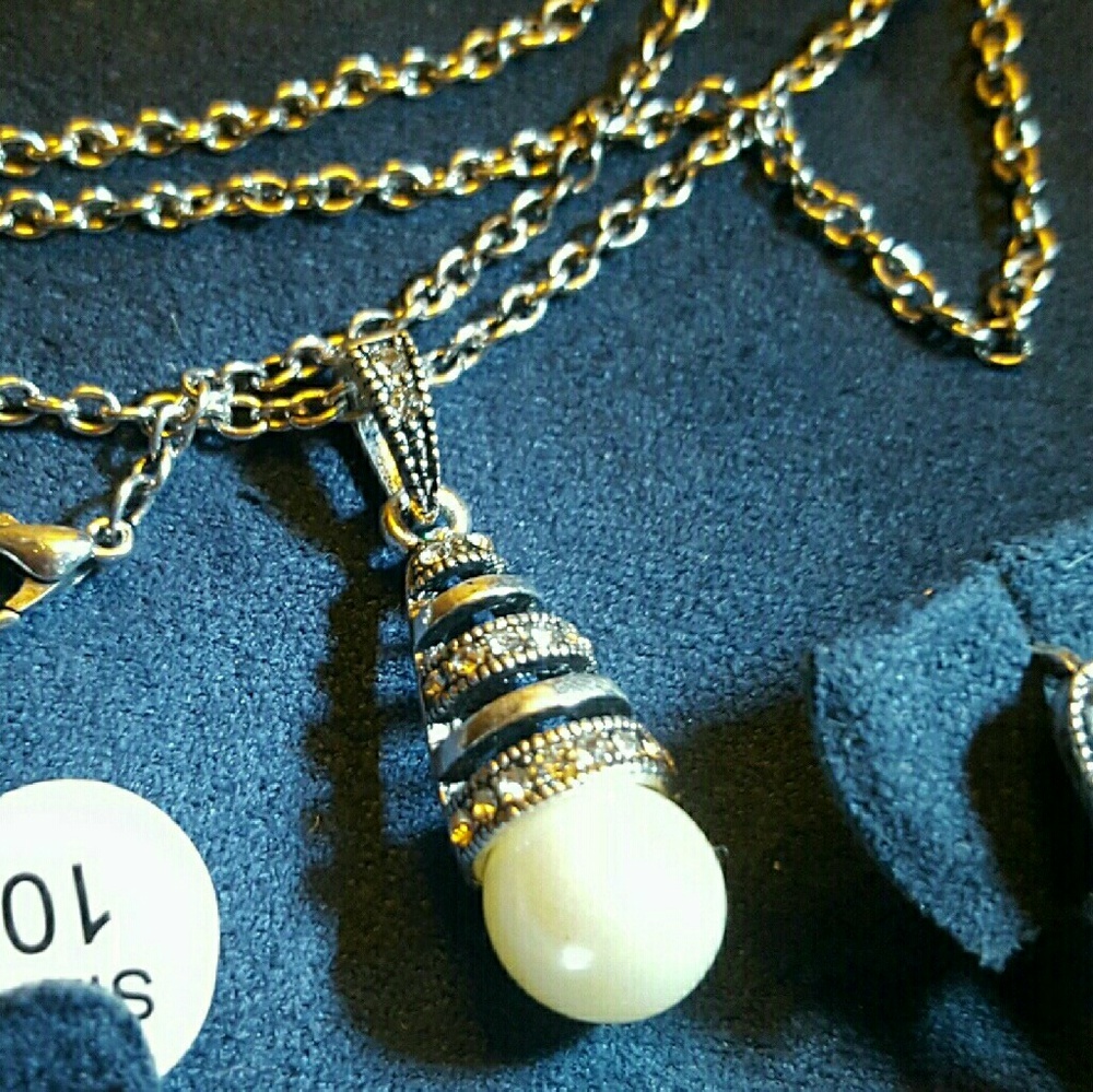 Vintage Marcasite and Pearl Necklace